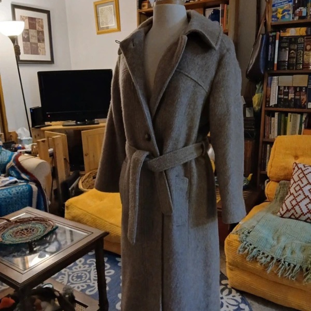 Wool-Blend Long Belted Coat for Men — Taupe